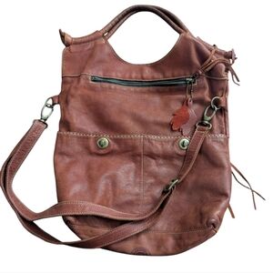 Roots Brown Leather Women's 2 Way Bag
